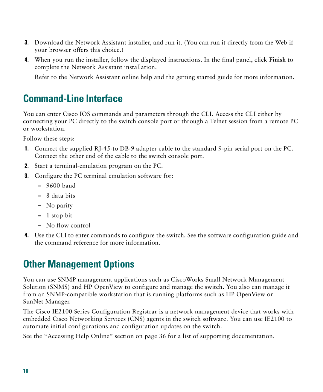 Cisco Systems 3750G manual Command-Line Interface, Other Management Options 