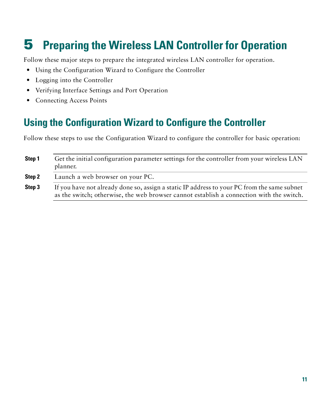 Cisco Systems 3750G manual Preparing the Wireless LAN Controller for Operation 