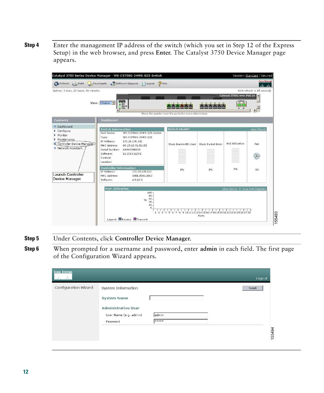 Cisco Systems 3750G manual Under Contents, click Controller Device Manager 