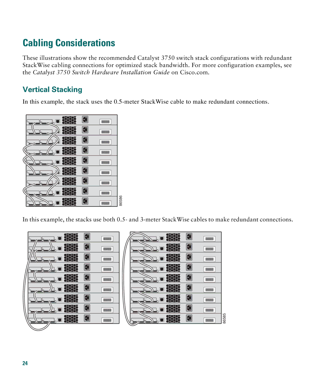 Cisco Systems 3750G manual Cabling Considerations, Vertical Stacking 