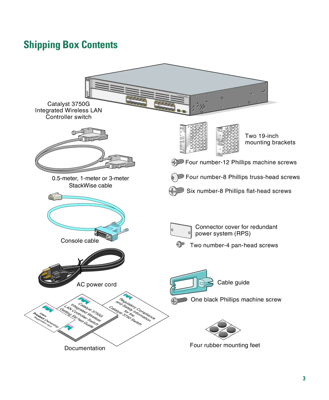 Cisco Systems 3750G manual Shipping Box Contents 