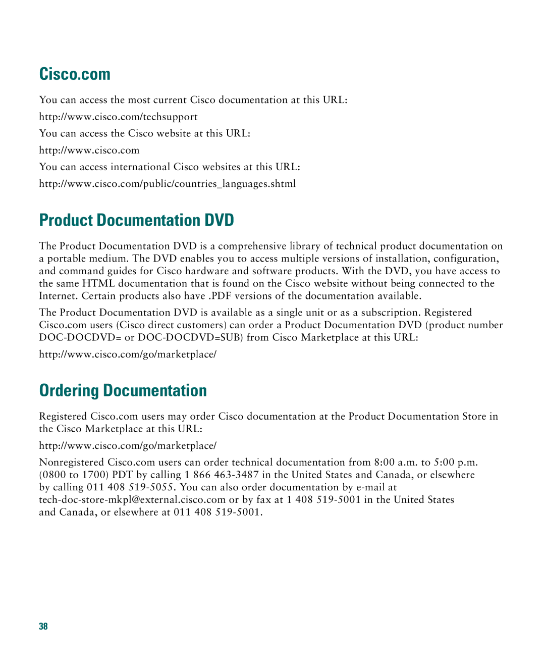 Cisco Systems 3750G manual Cisco.com, Product Documentation DVD Ordering Documentation 