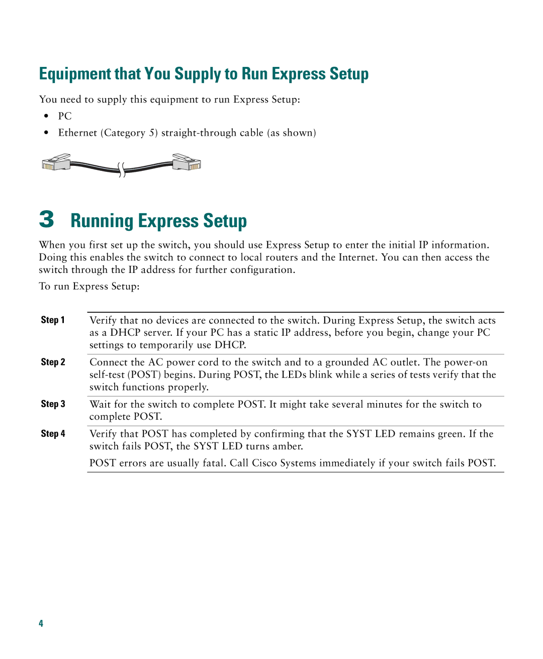 Cisco Systems 3750G manual Running Express Setup, Equipment that You Supply to Run Express Setup 