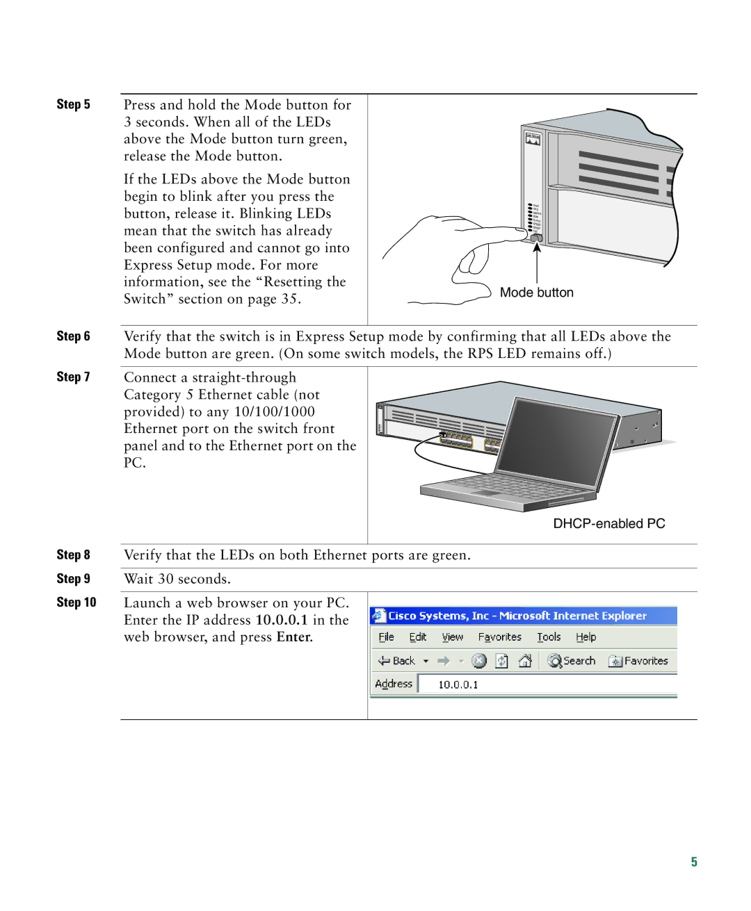 Cisco Systems 3750G manual Mode button 