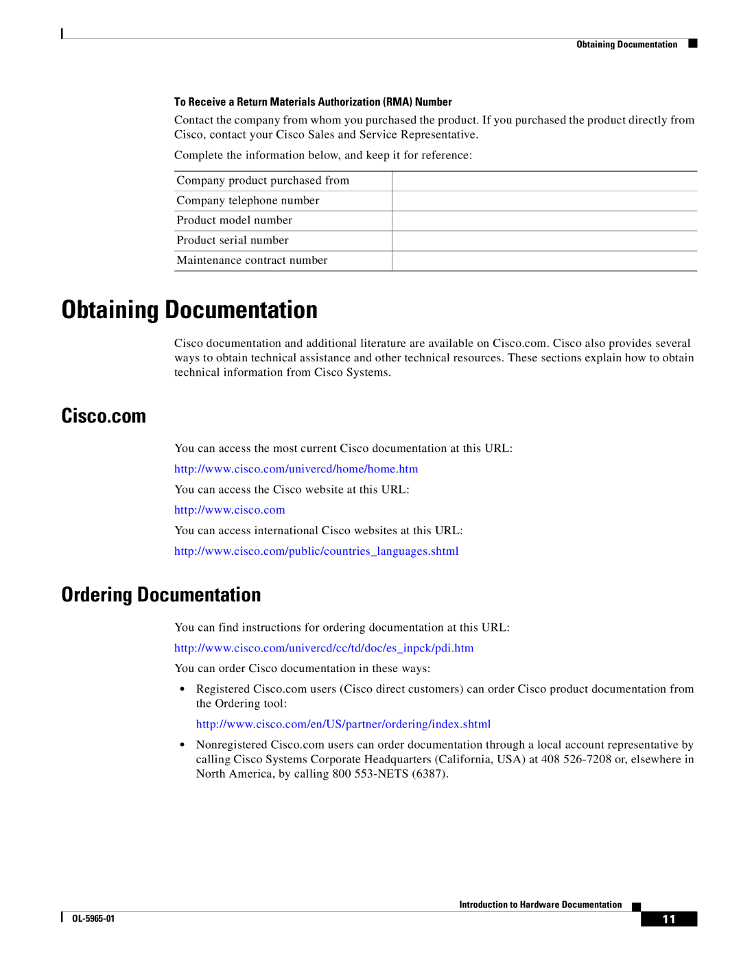 Cisco Systems 3800 Series warranty Obtaining Documentation, Cisco.com, Ordering Documentation 