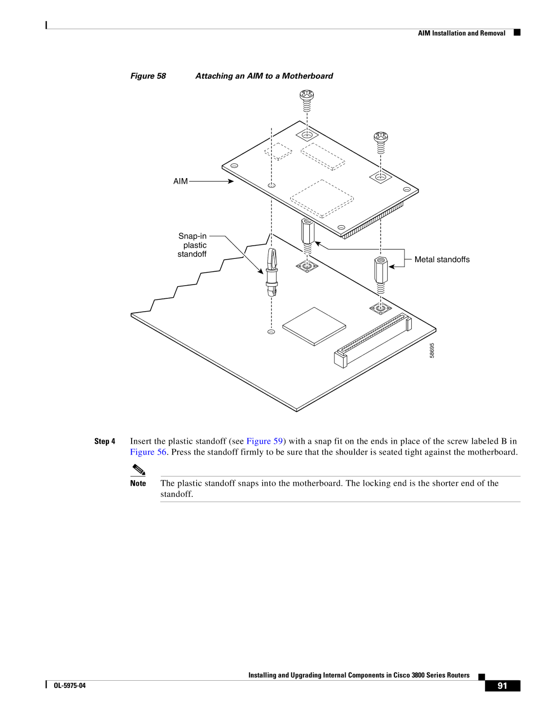 Cisco Systems 3800 Series warranty Attaching an AIM to a Motherboard 