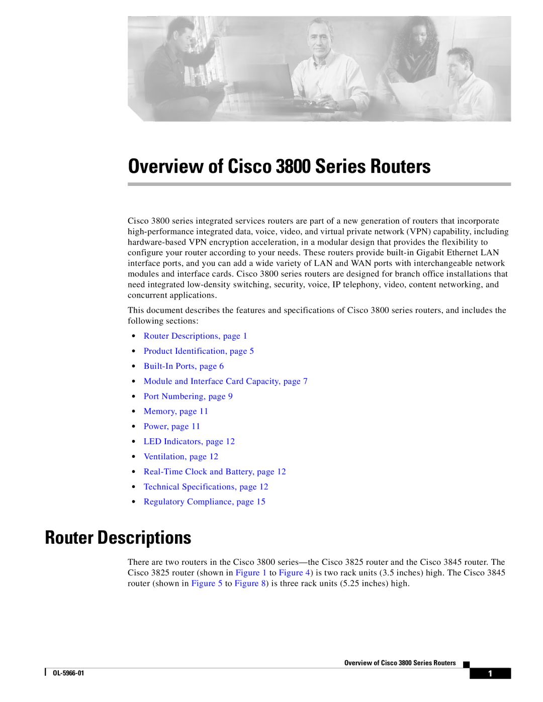 Cisco Systems warranty Overview of Cisco 3800 Series Routers, Router Descriptions 