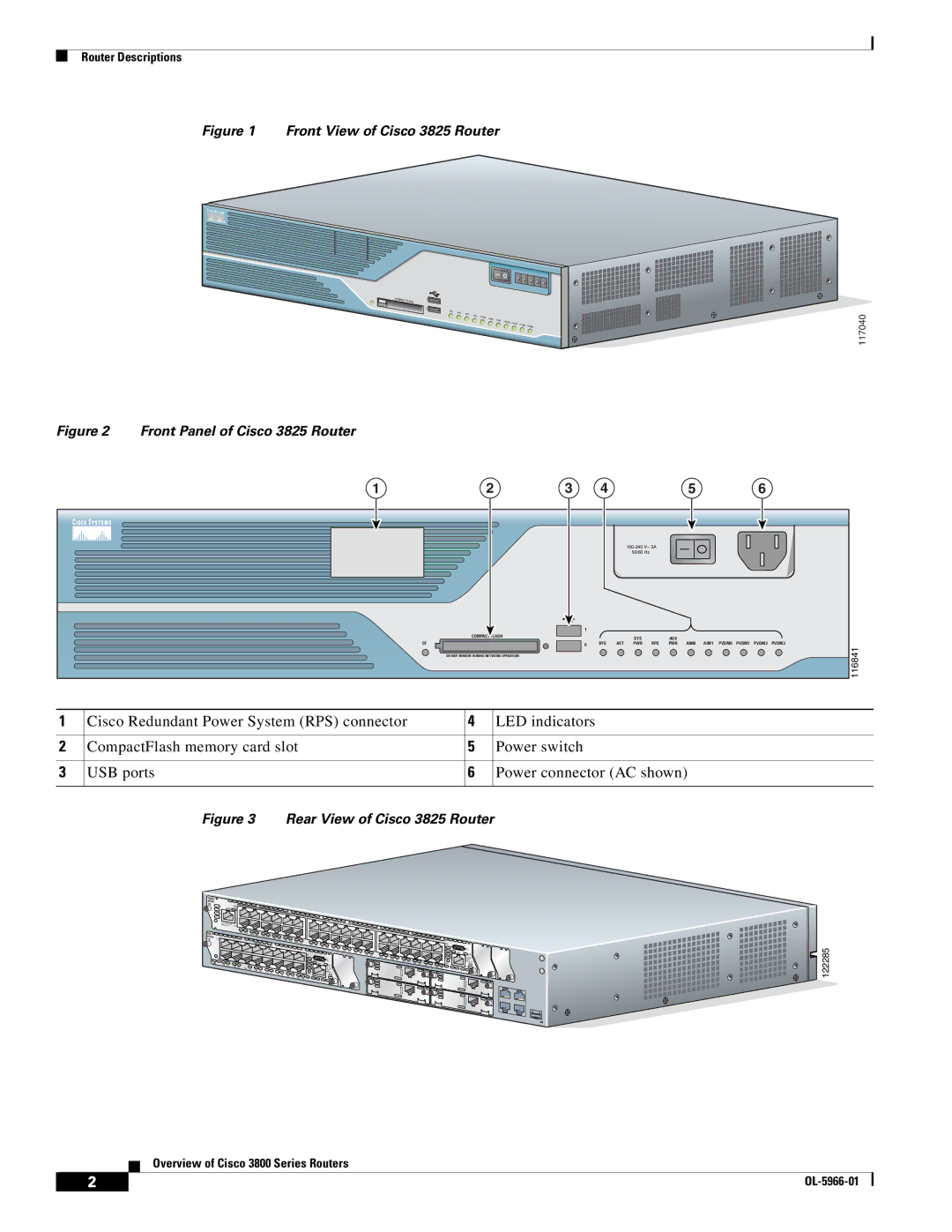 Cisco Systems 3800 Series warranty Front View of Cisco 3825 Router 