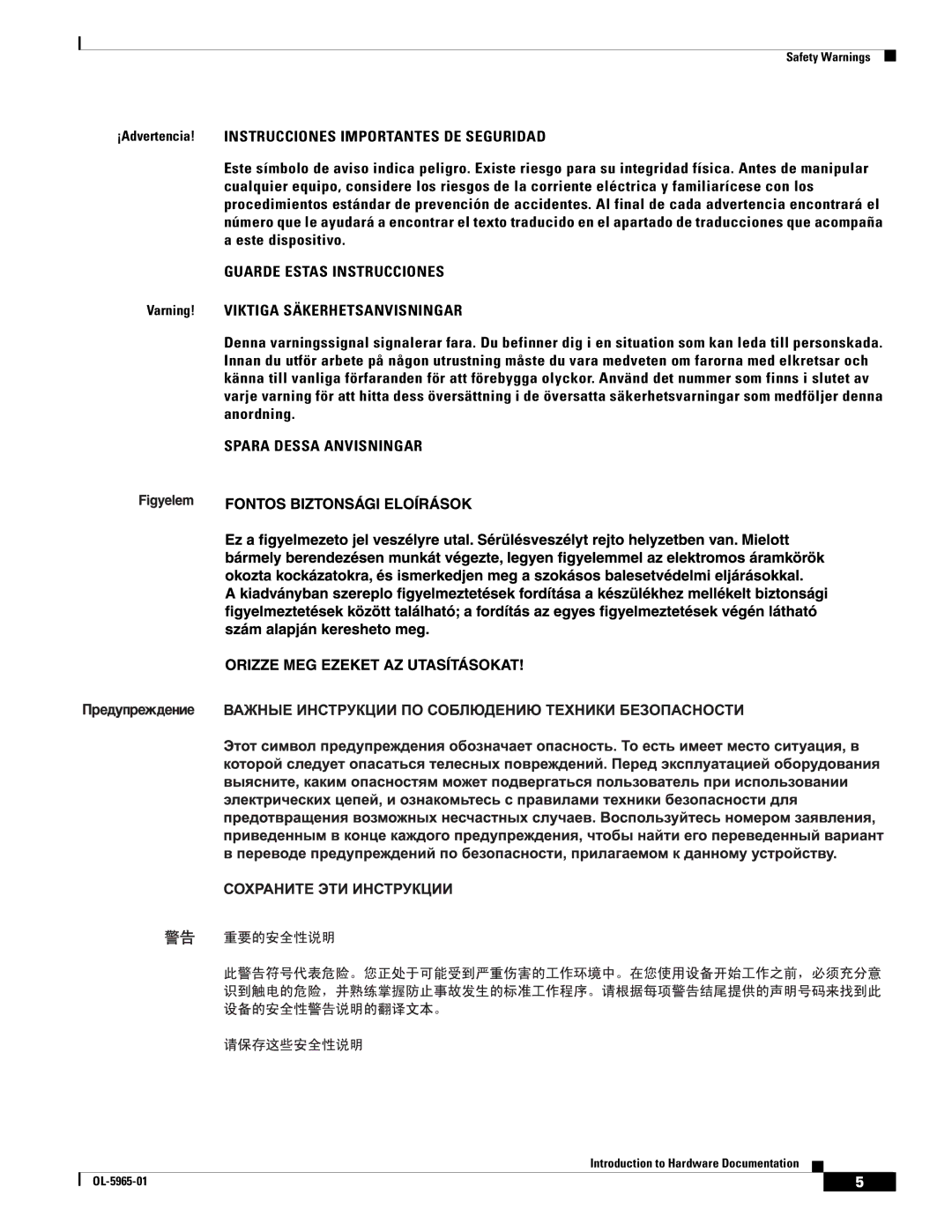 Cisco Systems 3800 Series warranty Guarde Estas Instrucciones 