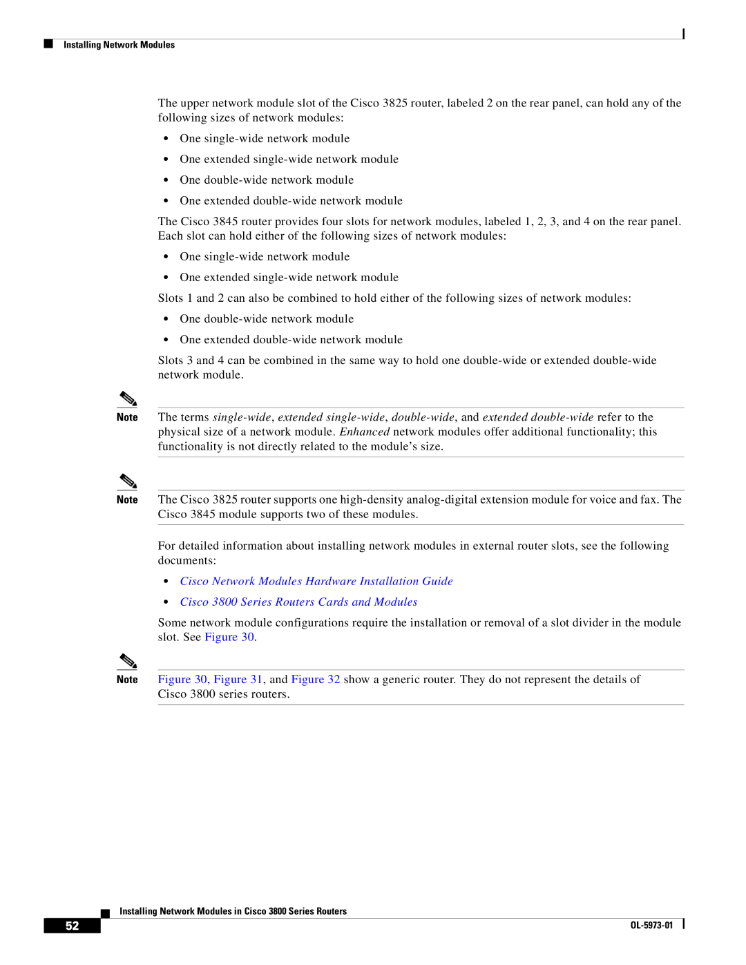 Cisco Systems 3800 Series warranty Installing Network Modules 