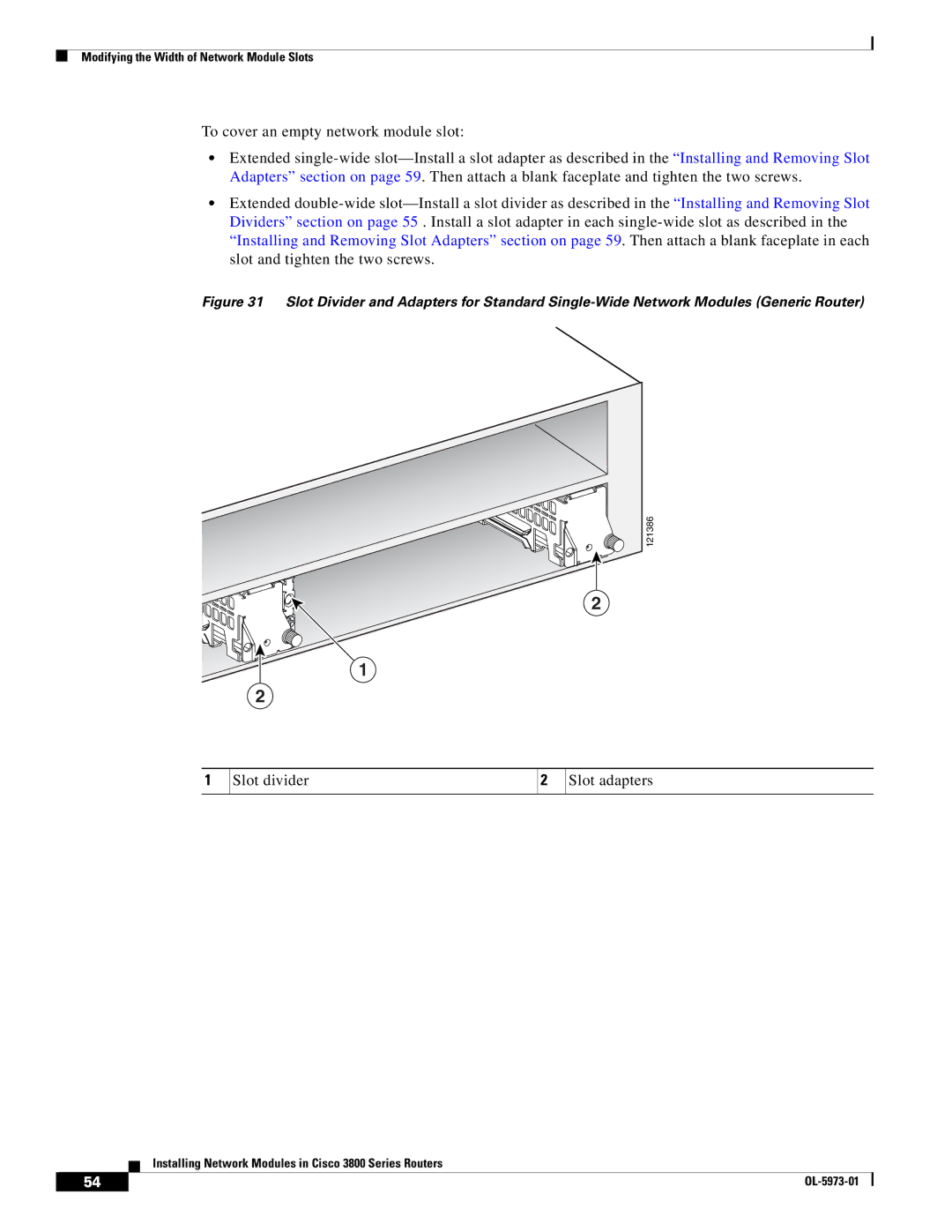 Cisco Systems 3800 Series warranty Slot divider Slot adapters 