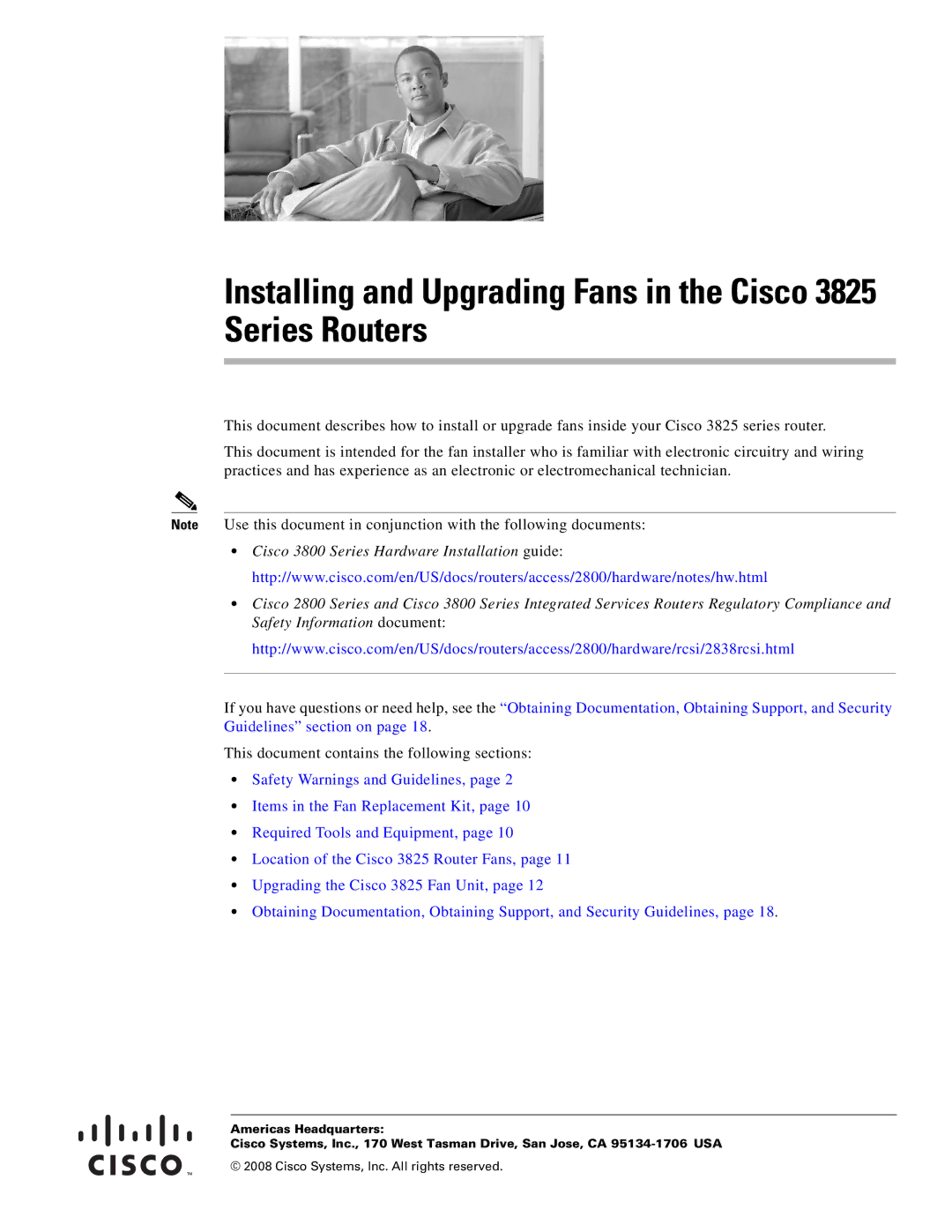 Cisco Systems 3825 Series manual This document contains the following sections 