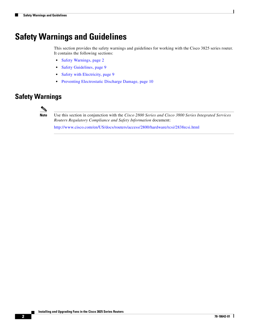 Cisco Systems 3825 Series manual Safety Warnings and Guidelines 