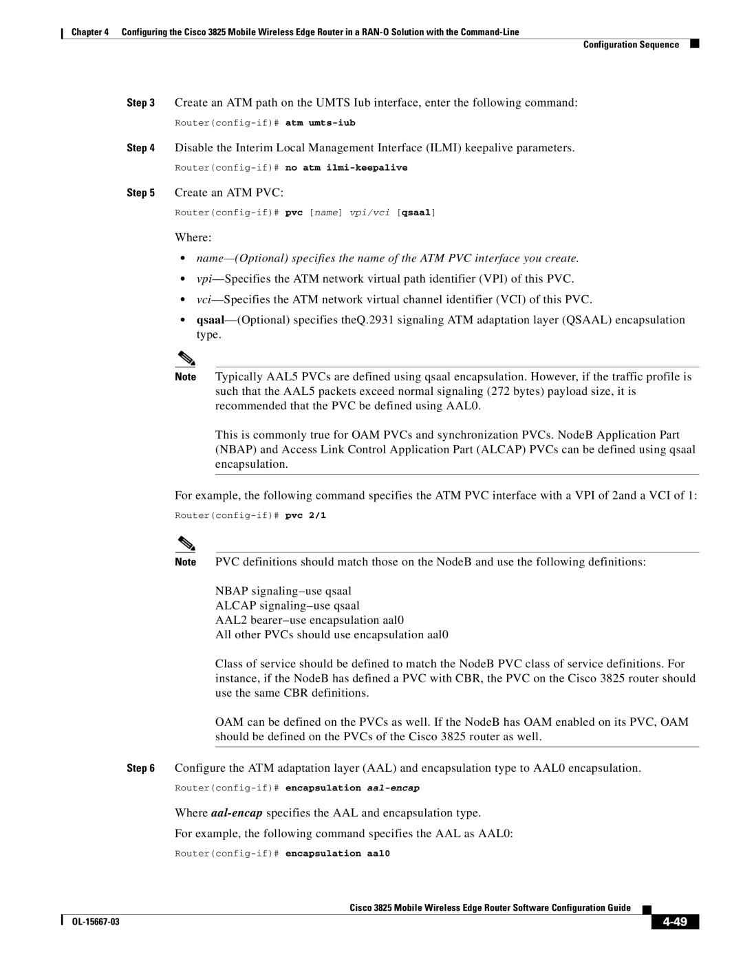 Cisco Systems 3825 manual Create an ATM PVC 