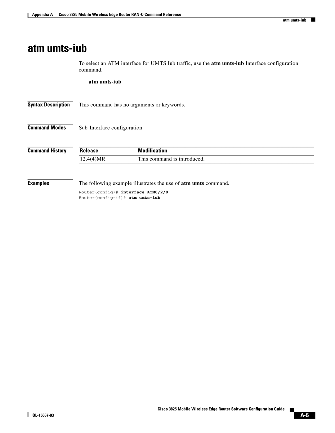 Cisco Systems 3825 manual Atm umts-iub, This command has no arguments or keywords 