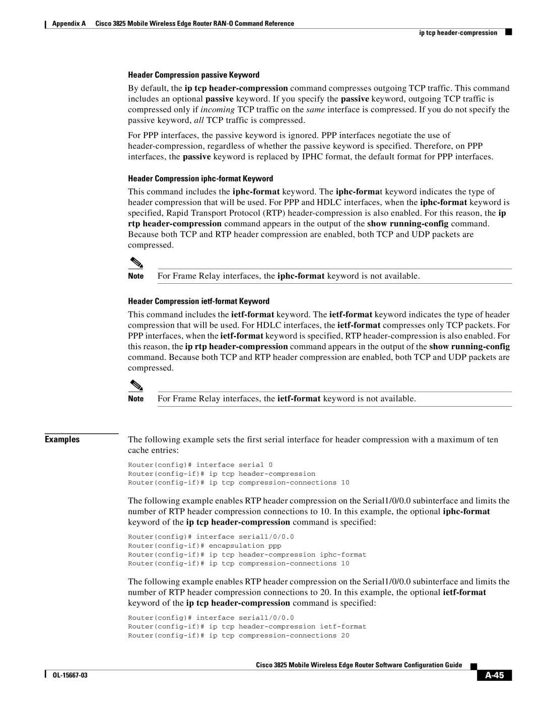 Cisco Systems 3825 manual Header Compression passive Keyword, Header Compression iphc-format Keyword, Cache entries 