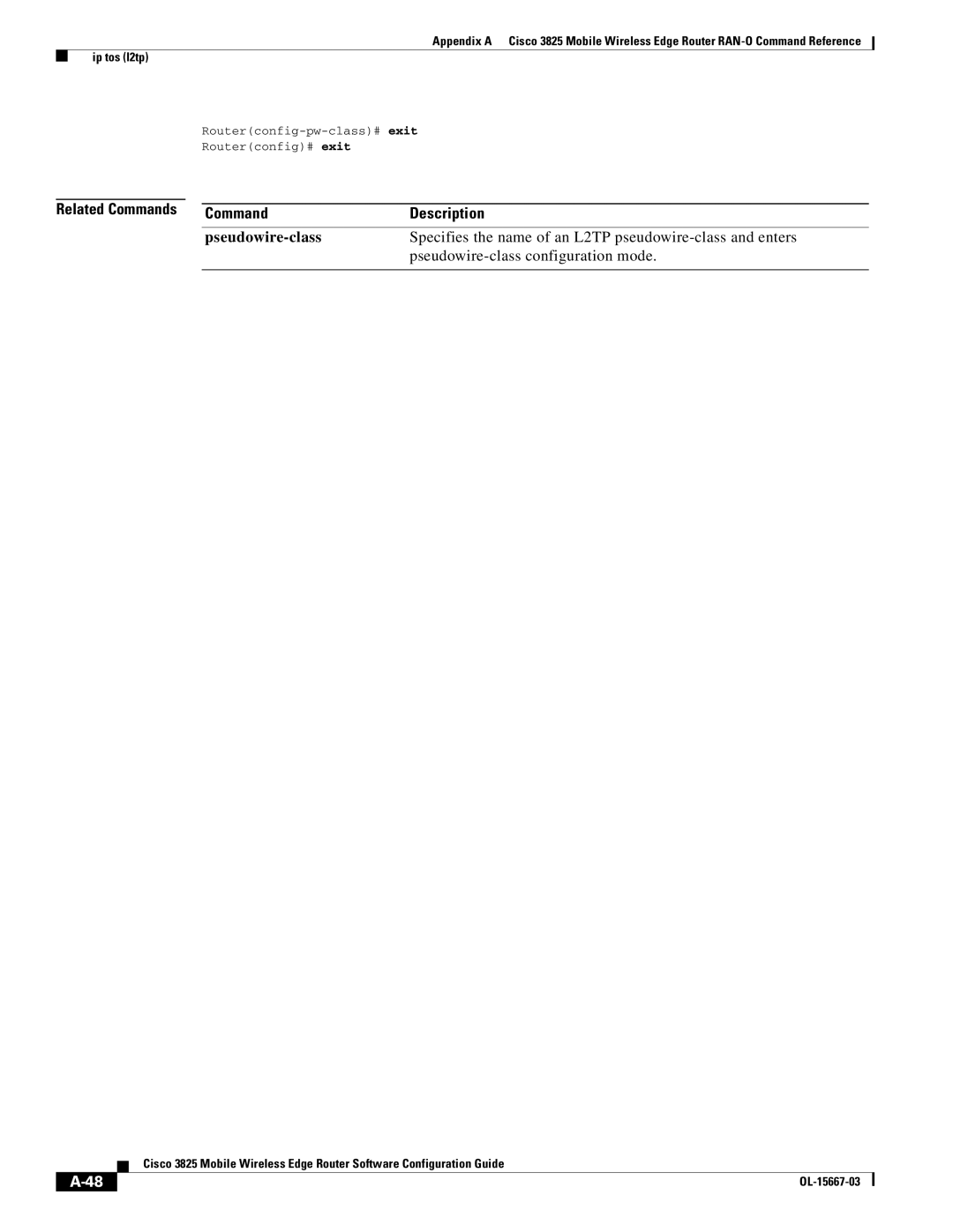 Cisco Systems 3825 manual Pseudowire-class 