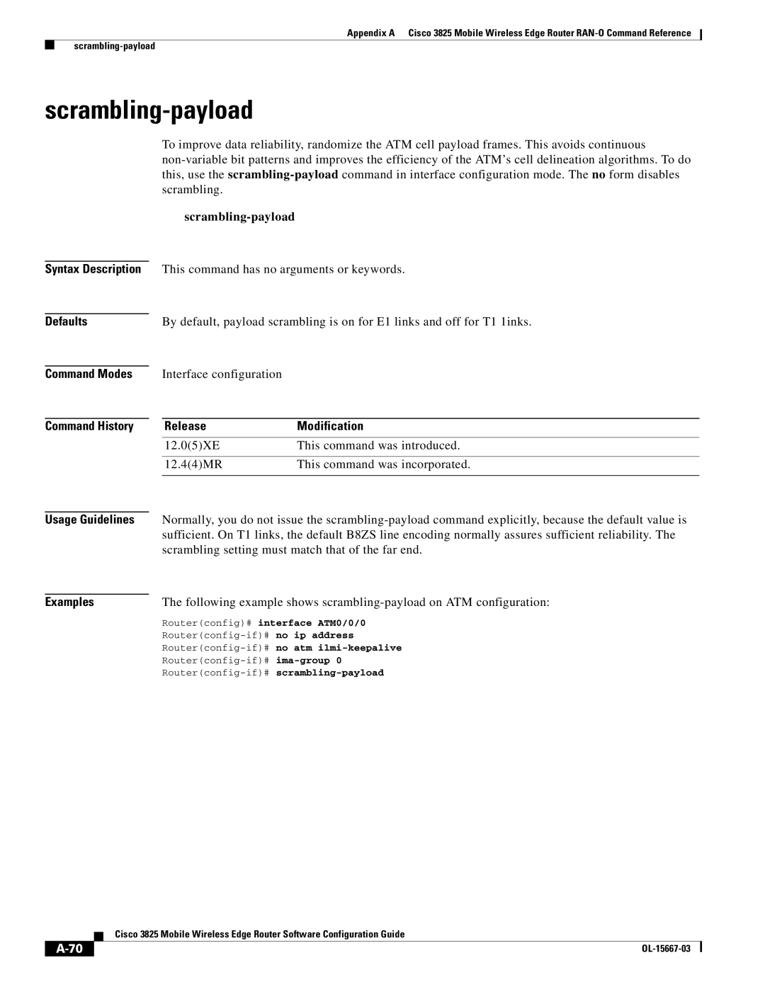 Cisco Systems 3825 manual Scrambling-payload 