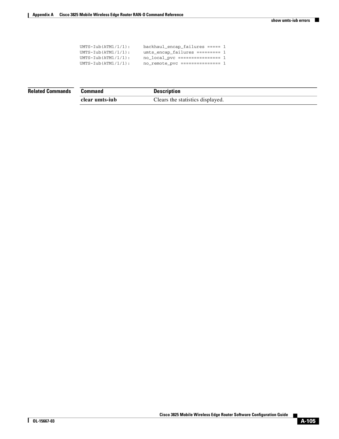 Cisco Systems 3825 manual Related Commands Description, 105 