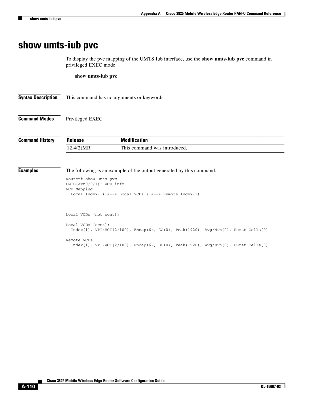 Cisco Systems 3825 manual Show umts-iub pvc, 110 