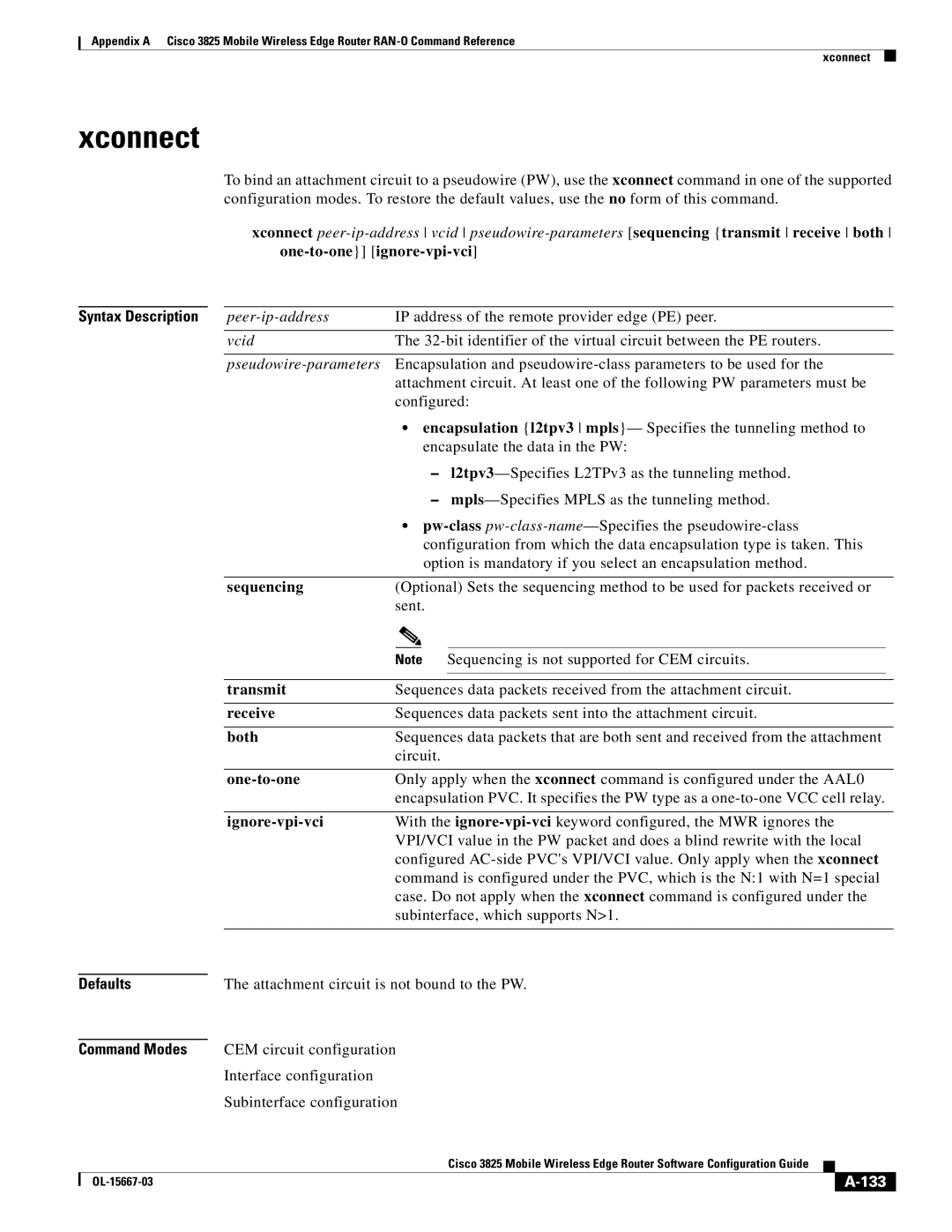 Cisco Systems 3825 manual Xconnect, Subinterface configuration, 133 