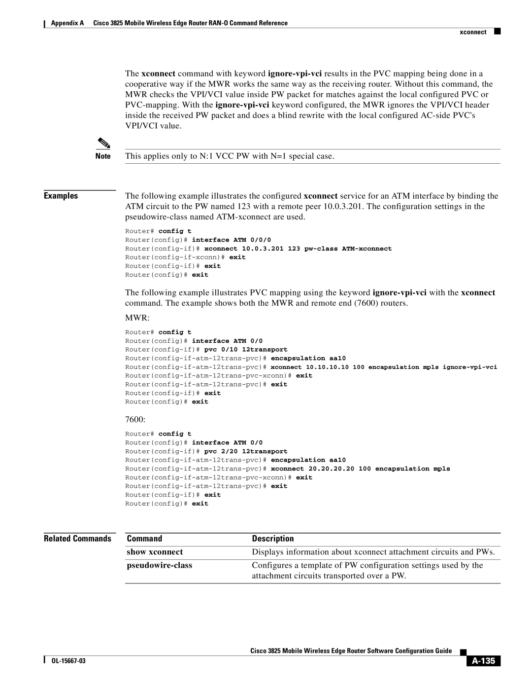 Cisco Systems 3825 manual Show xconnect, 135 