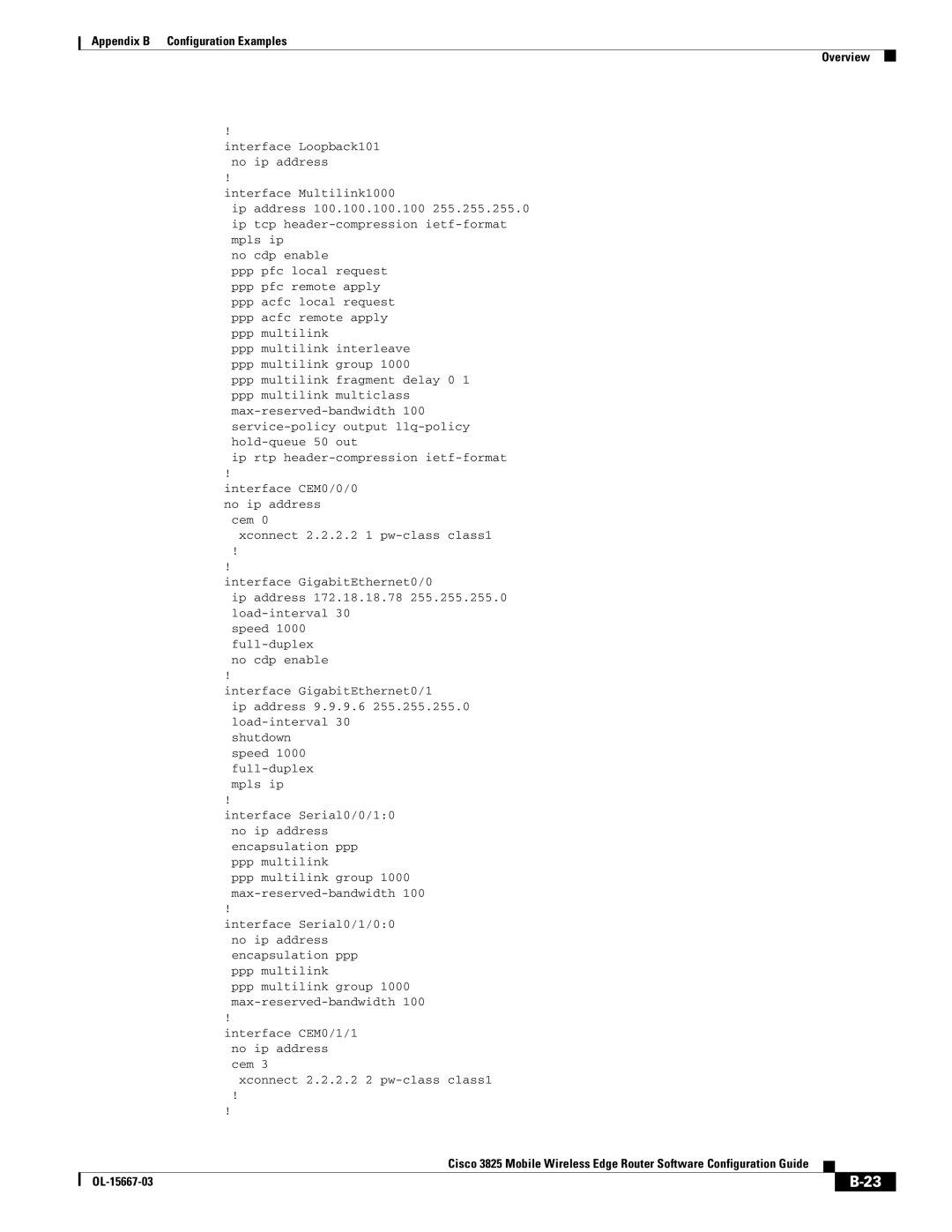 Cisco Systems 3825 manual Interface Multilink1000, No cdp enable 