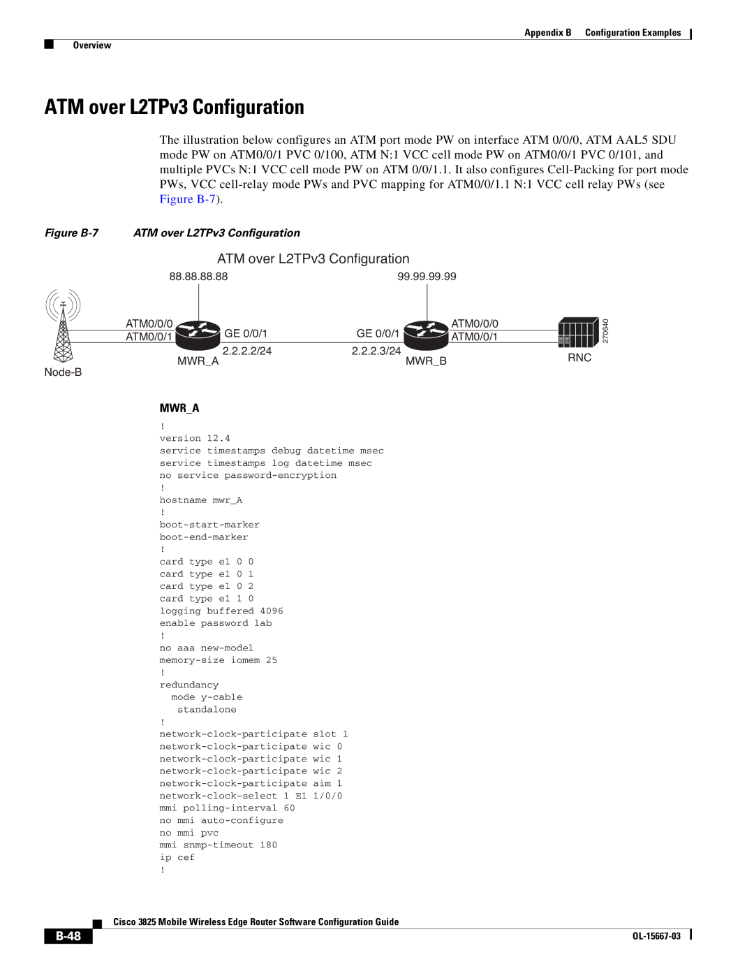 Cisco Systems 3825 manual ATM over L2TPv3 Configuration 