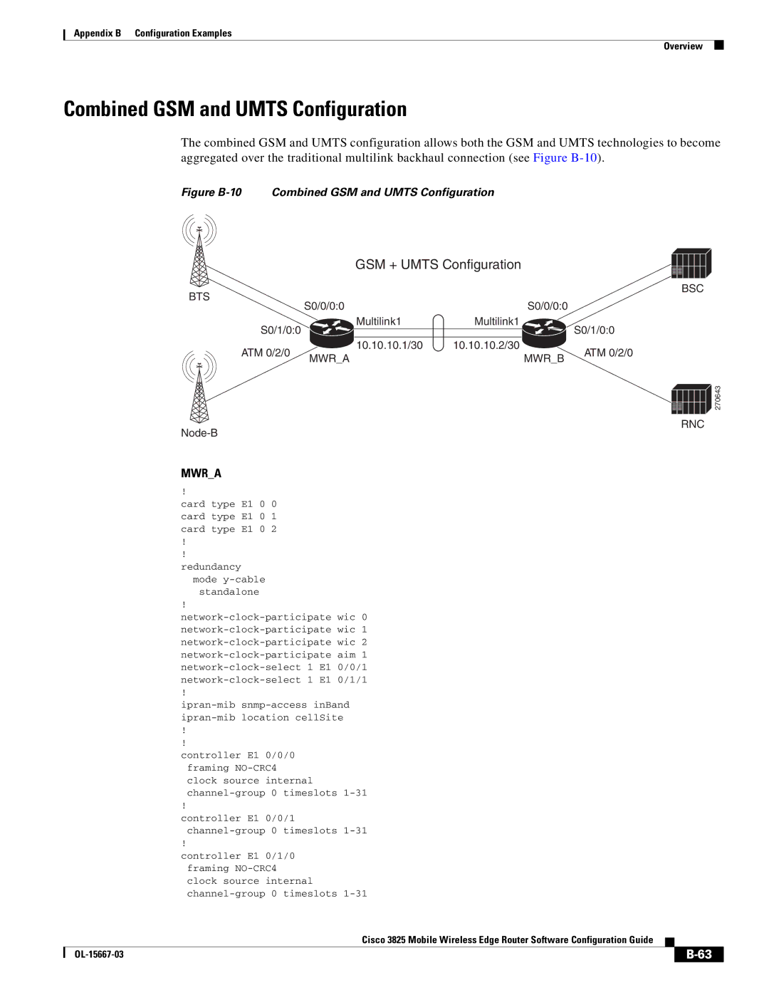 Cisco Systems 3825 manual Combined GSM and Umts Configuration, GSM + Umts Configuration 