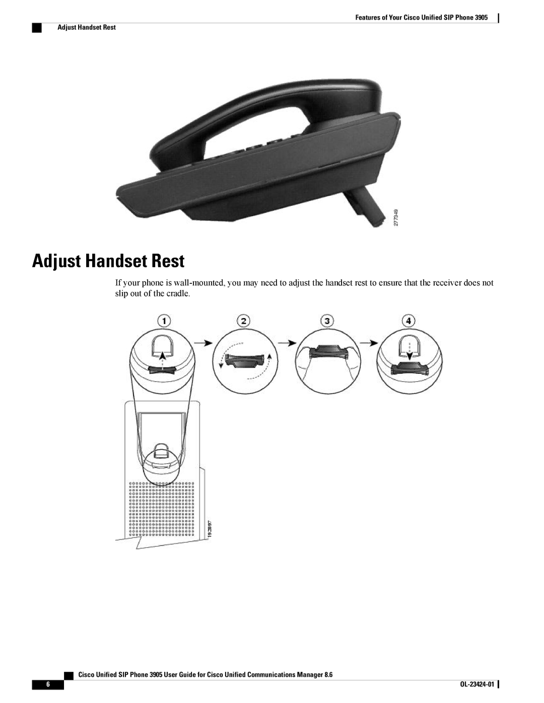 Cisco Systems 3905 manual Adjust Handset Rest 