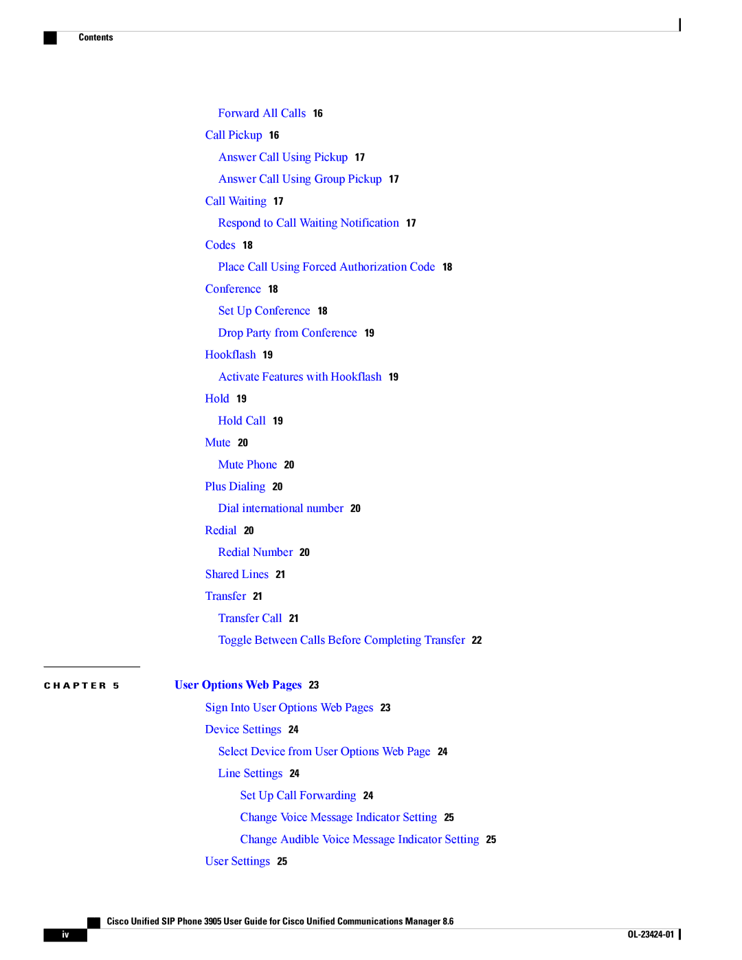 Cisco Systems 3905 manual User Options Web Pages 