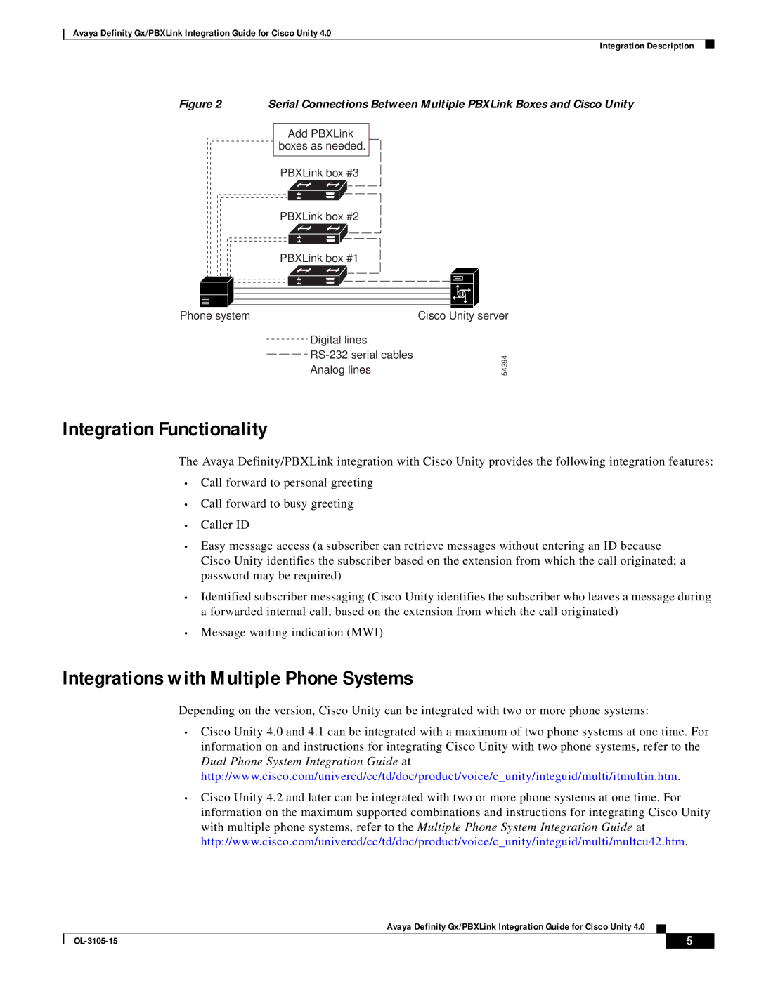 Cisco Systems 4 manual Integration Functionality, Integrations with Multiple Phone Systems 