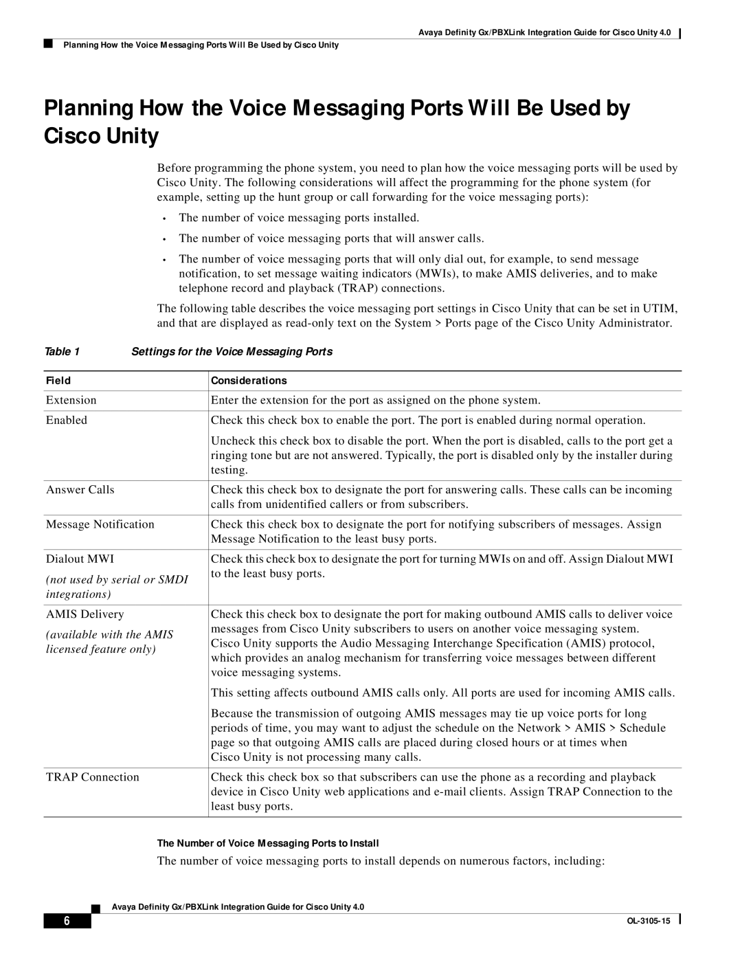 Cisco Systems 4 manual Field Considerations, Number of Voice Messaging Ports to Install 