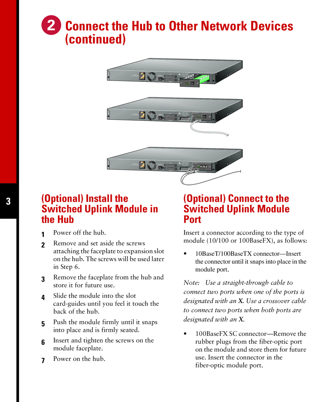 Cisco Systems 400 Optional Install Switched Uplink Module Hub, Optional Connect to the Switched Uplink Module Port 