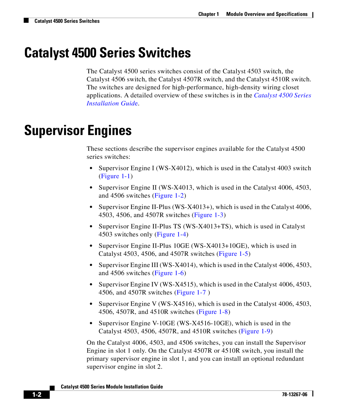 Cisco Systems 4000 specifications Catalyst 4500 Series Switches, Supervisor Engines 