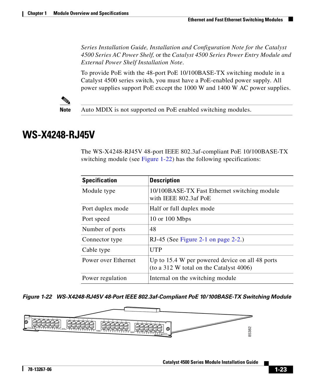 Cisco Systems 4000 specifications WS-X4248-RJ45V 