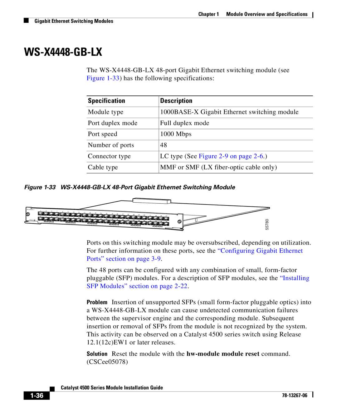 Cisco Systems 4000 specifications WS-X4448-GB-LX, CSCee05078 