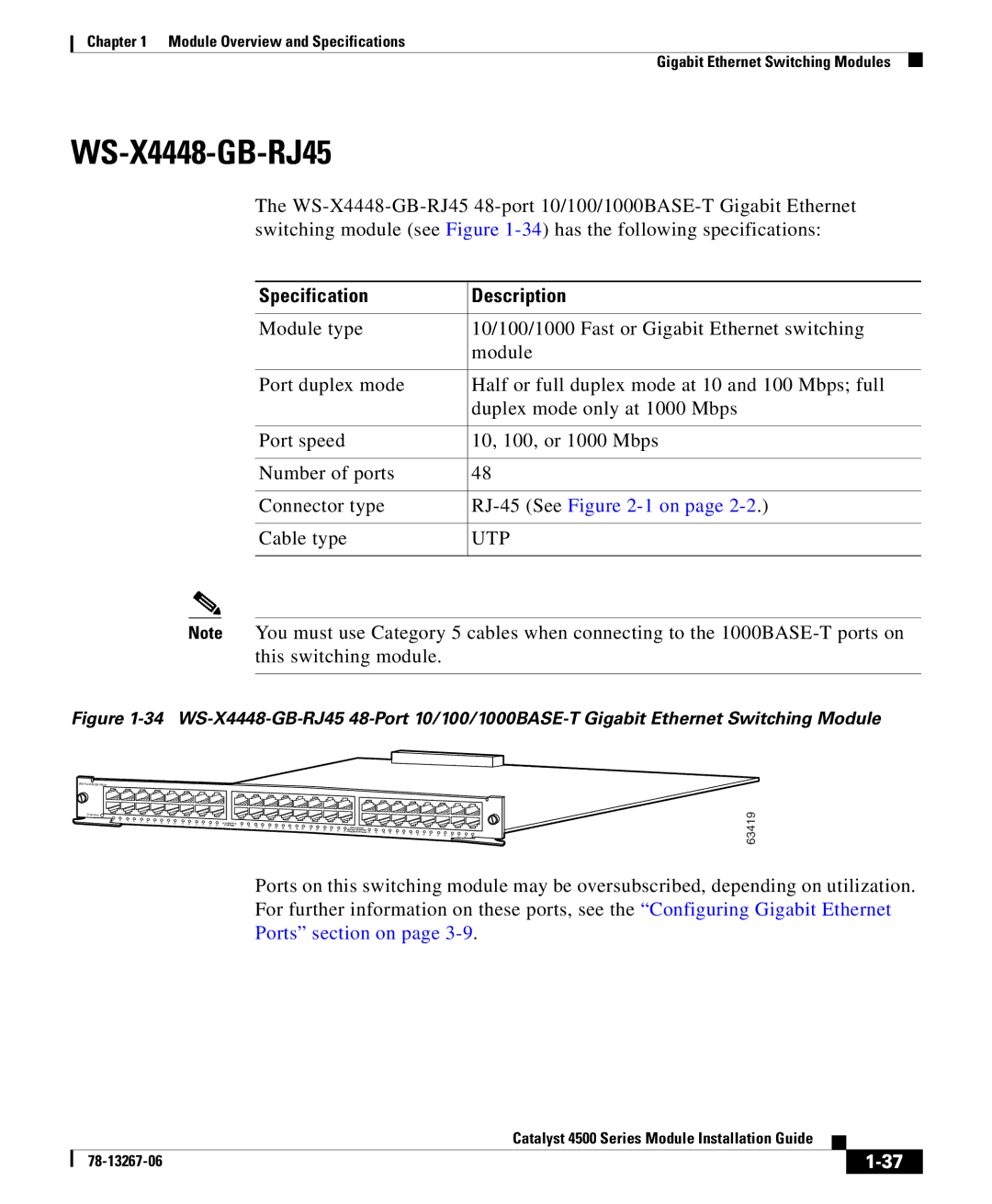 Cisco Systems 4000 specifications WS-X4448-GB-RJ45 