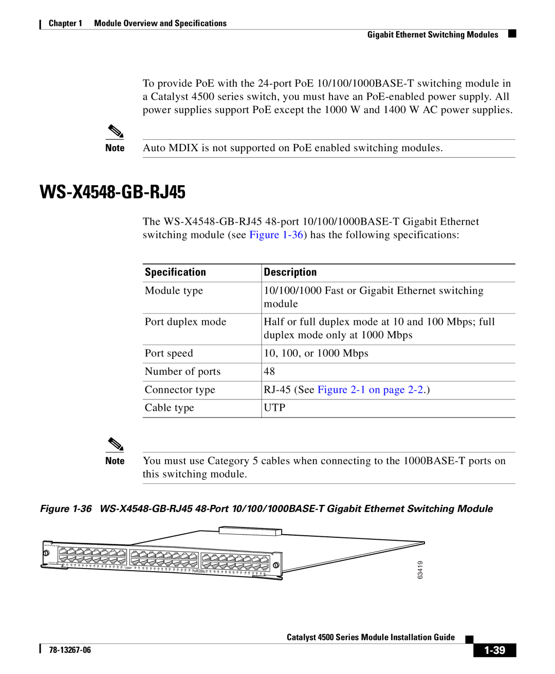 Cisco Systems 4000 specifications WS-X4548-GB-RJ45 