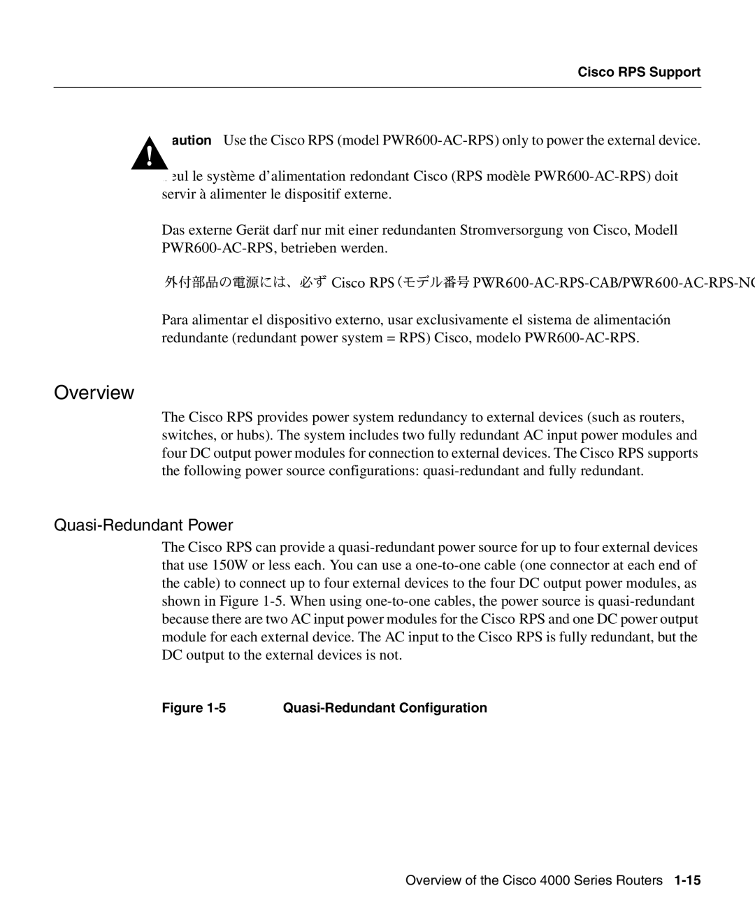 Cisco Systems 4000 manual Overview, Quasi-Redundant Power, Quasi-Redundant Configuration 