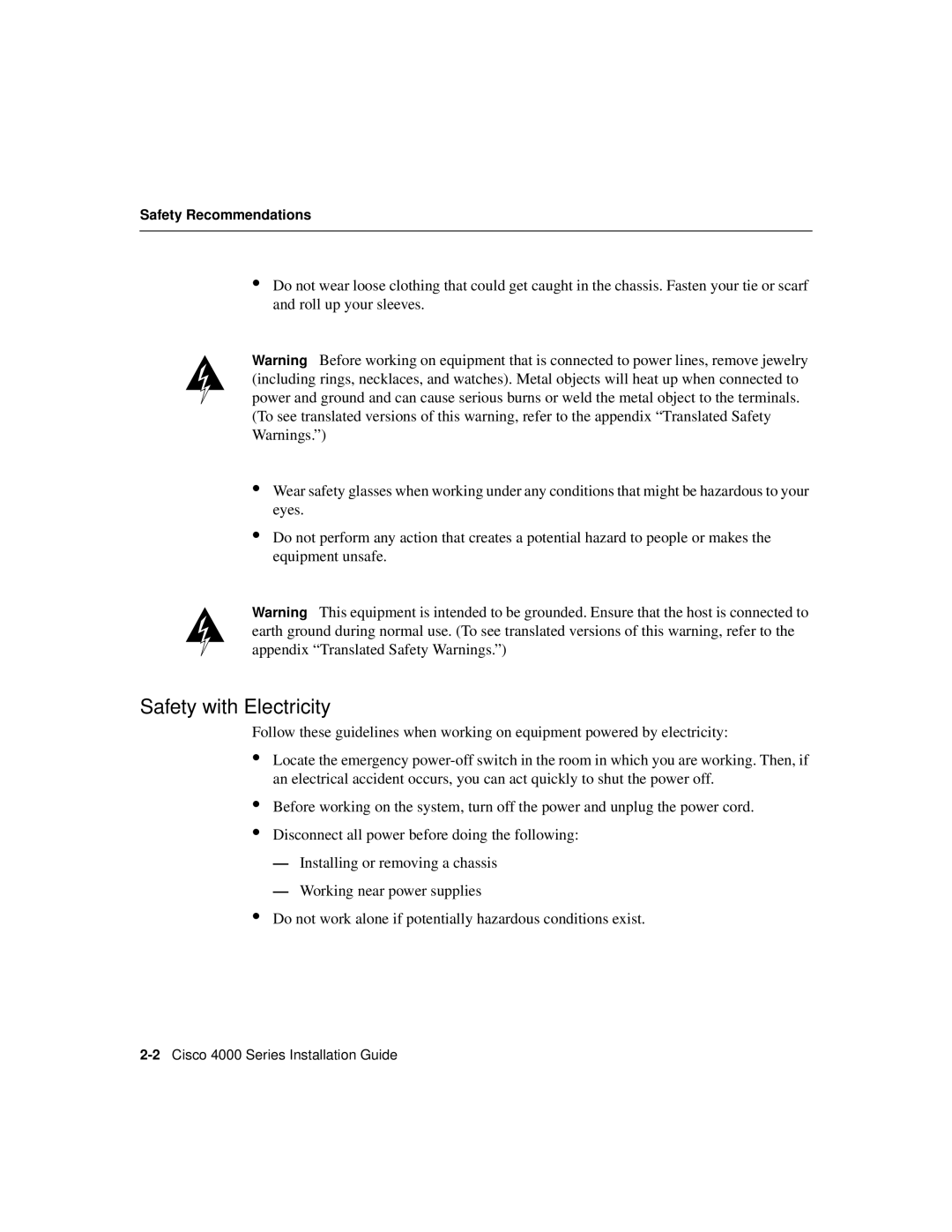 Cisco Systems 4000 appendix Safety with Electricity 