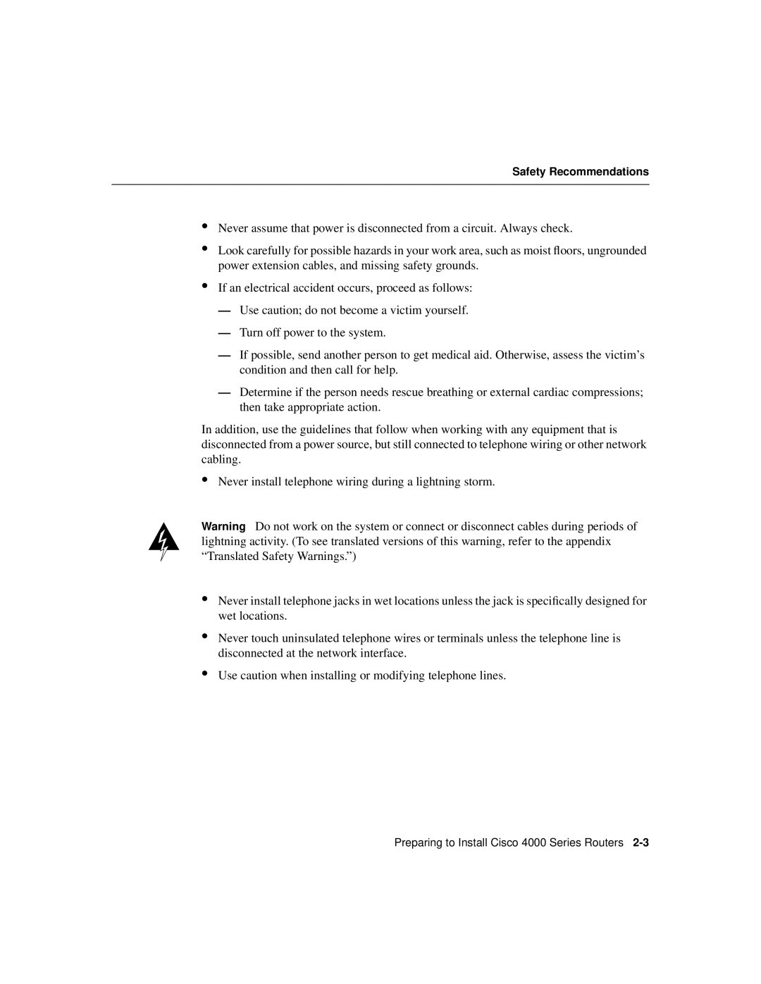 Cisco Systems 4000 appendix Safety Recommendations 