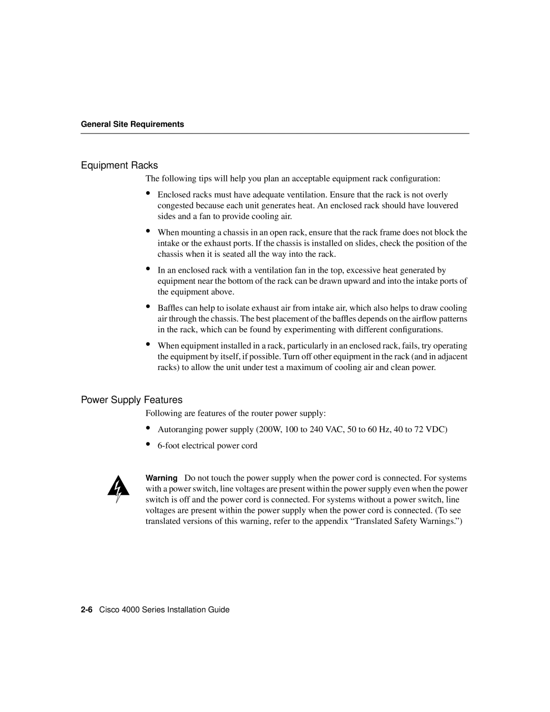 Cisco Systems 4000 appendix Equipment Racks 