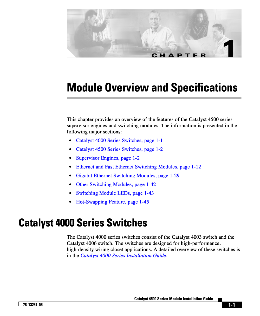 Cisco Systems specifications Module Overview and Specifications, Catalyst 4000 Series Switches, C H A P T E R 