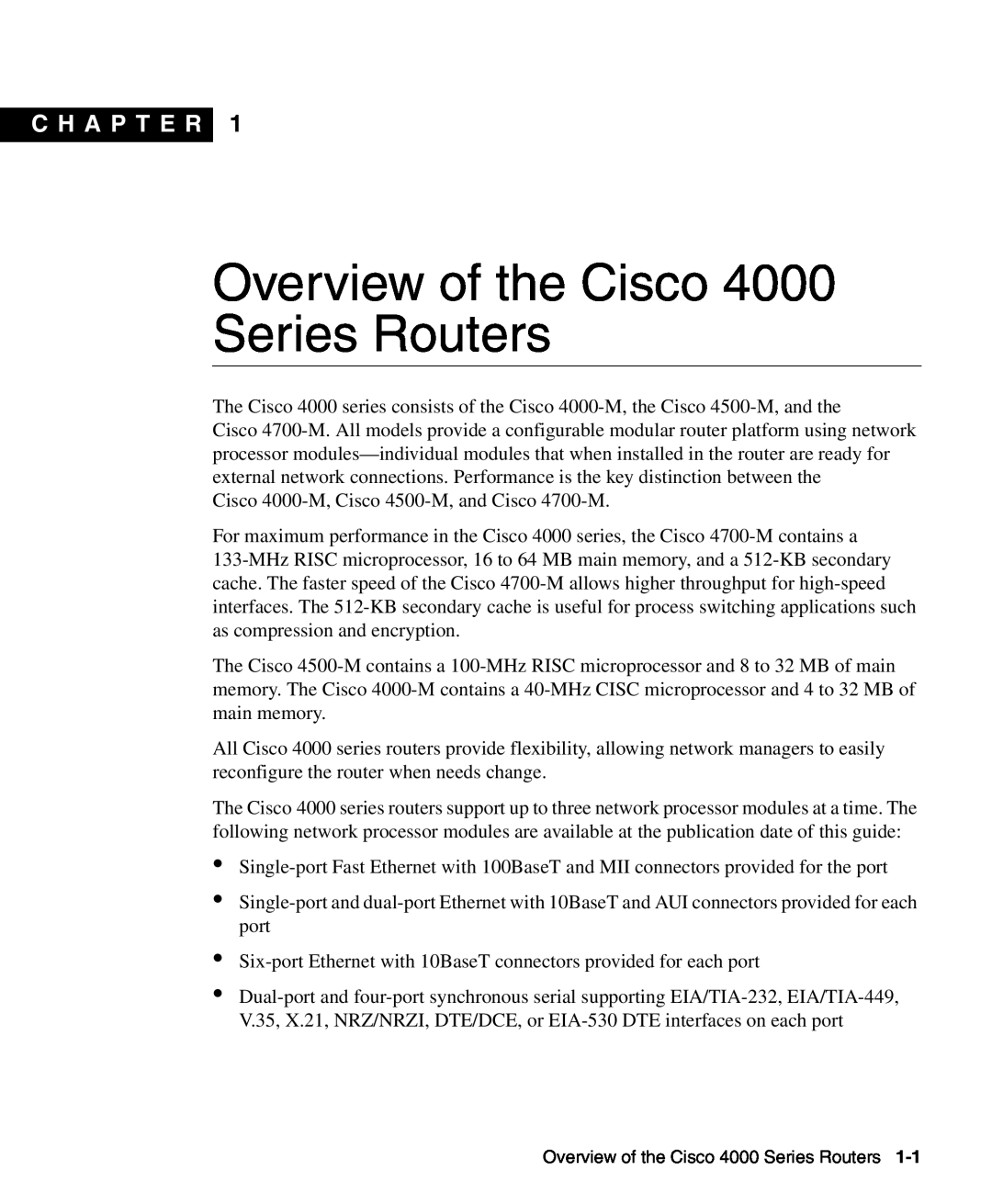 Cisco Systems specifications Module Overview and Specifications, Catalyst 4000 Series Switches, C H A P T E R 