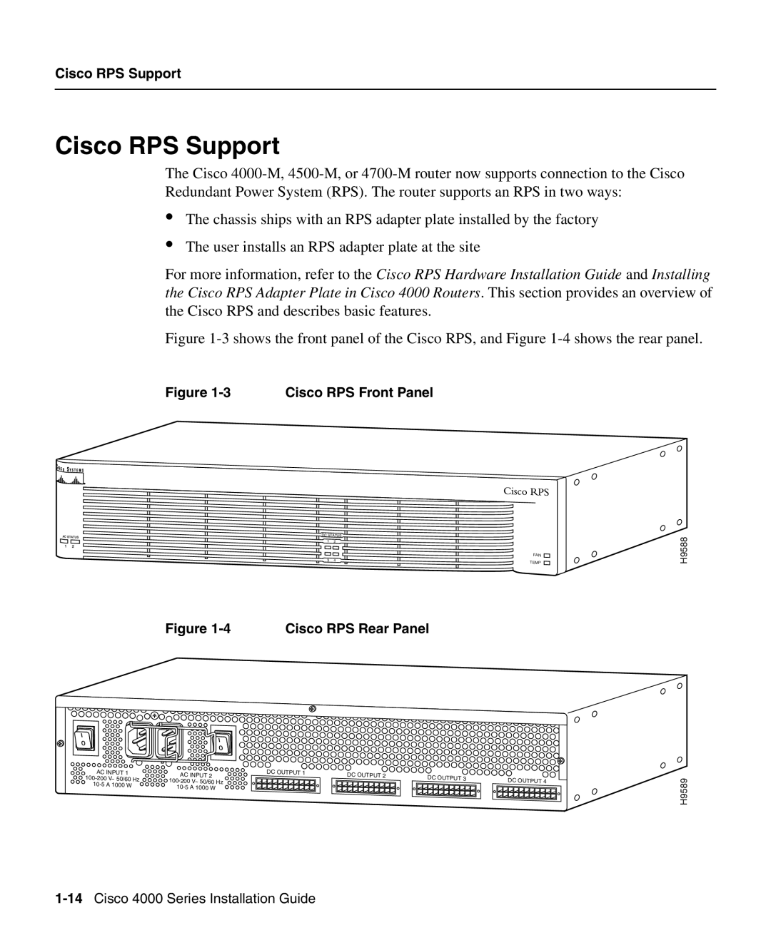 Cisco Systems 4000 manual Cisco RPS Support 