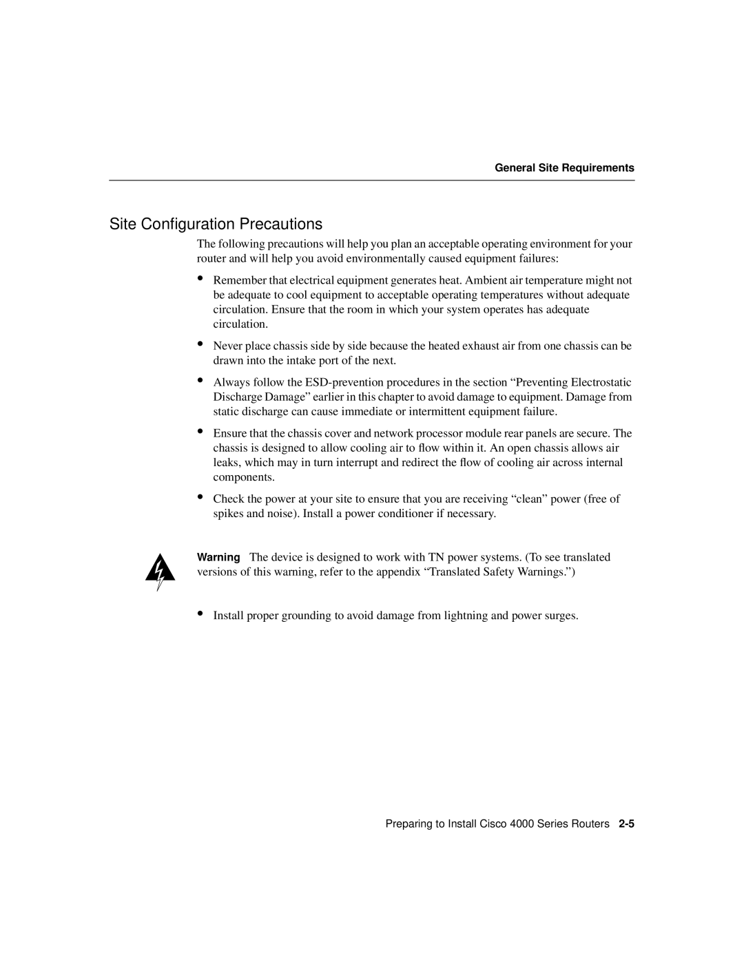 Cisco Systems 4000 appendix Site Conﬁguration Precautions 