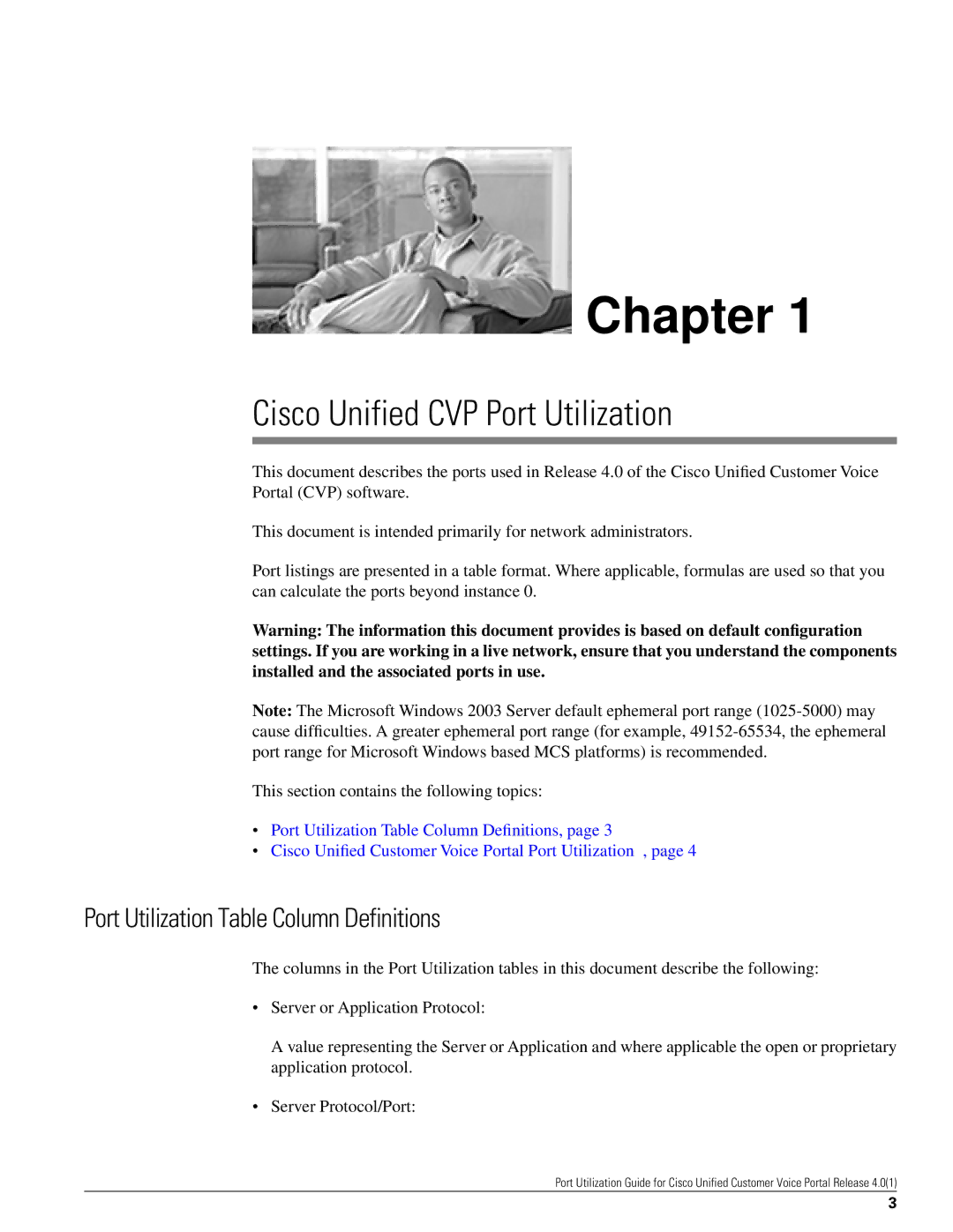 Cisco Systems 4.0(1) manual Chapter, Port Utilization Table Column Definitions 