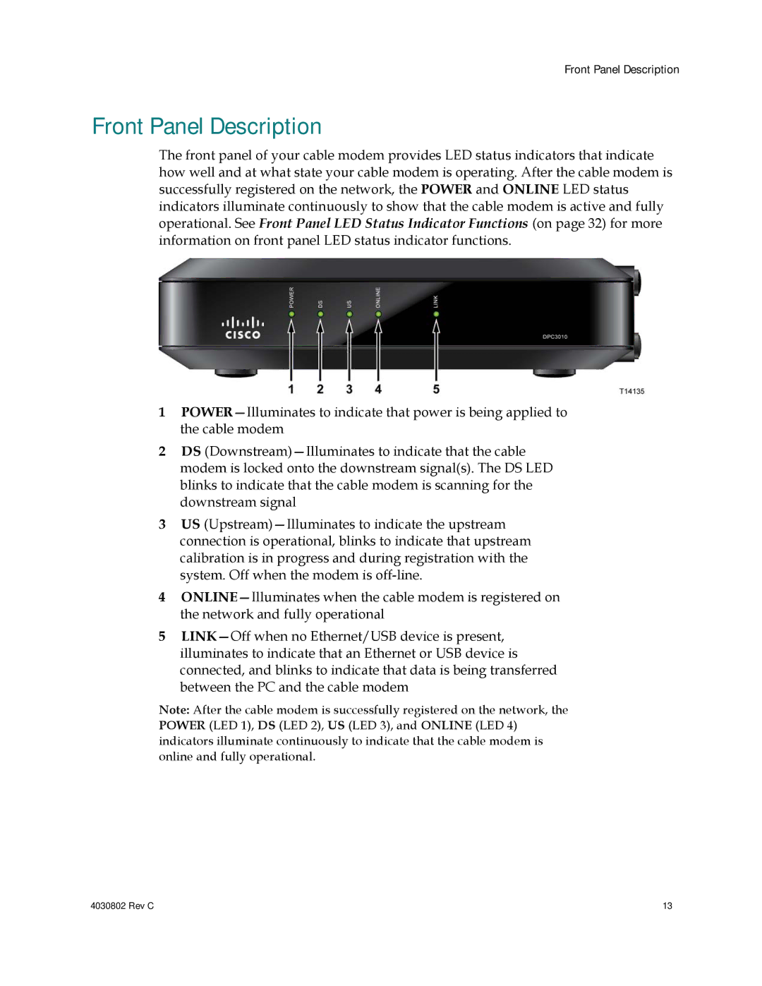 Cisco Systems AAC400210112234, 4027668 important safety instructions Front Panel Description 