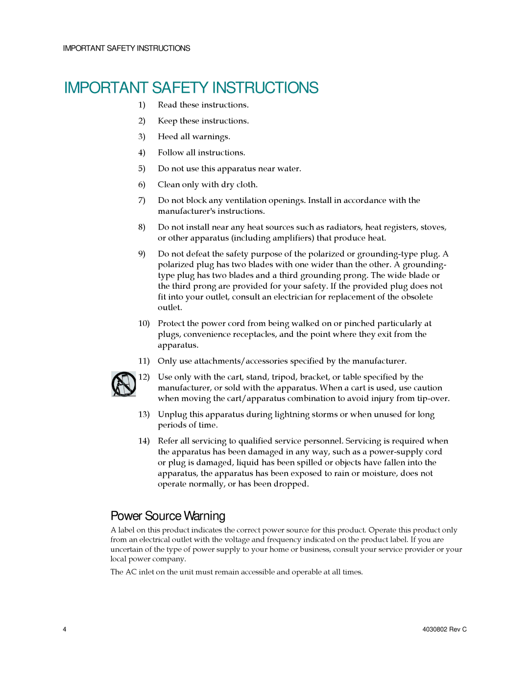 Cisco Systems 4027668, AAC400210112234 important safety instructions Power Source Warning 